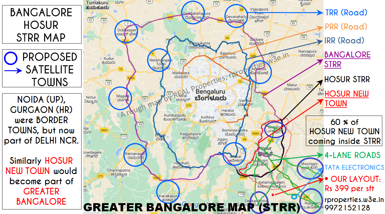 Bangalore Hosur Satellite Town Ring Road Map - STRR Map